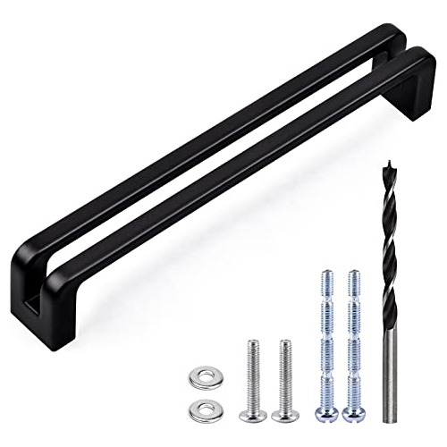 6 Pack Cabinet Handles 5 Inch Matte Black Finish Vintag...