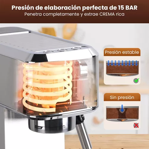 MICHELANGELO Máquina de café expreso de 15 bar con espumador de leche,  máquinas de café Expresso, cafetera de acero inoxidable para capuchino y  café