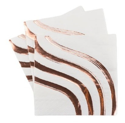 Servilletas Premium Rose Gold Líneas, 16.5 Cm, 20u