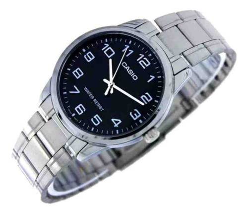 Relógio Casio Classic Prata Masculino Mtp-v001d-1budf-sc Correia Prateado Bisel Prateado Fundo Preto
