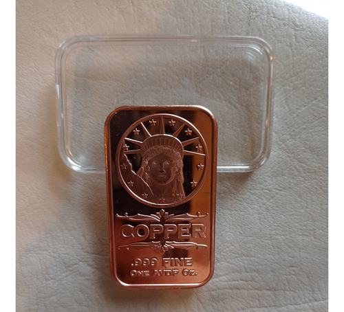 Lingote De Cobre Puro De 1 Onza Troy 0,999 Busto Estatua