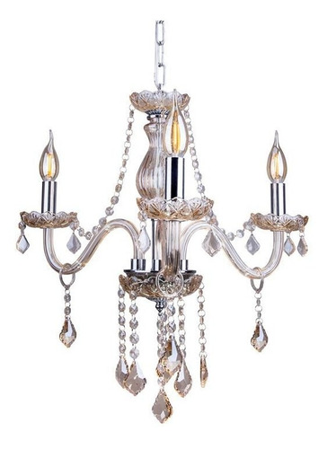 Lustre Pendente Startec France 3 Champagne Bivolt E14 Cor Champanhe 110V/220V