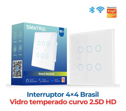 Imagem 7 de 8 de Interruptor 4x4 Wifi 6 Teclas Alexa E Google Home