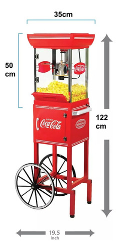 Pipoqueira Elétrica Carrinho Pipoca 127v 122x35cm Coca-cola