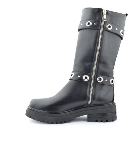 Imagen 4 de 5 de Bota Alta Botín De Mujer De Cuero Harley - Ferraro