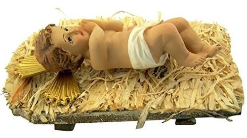 Niño Jesús Cristo En Cuna 2 Piezas Resina Natividad D...