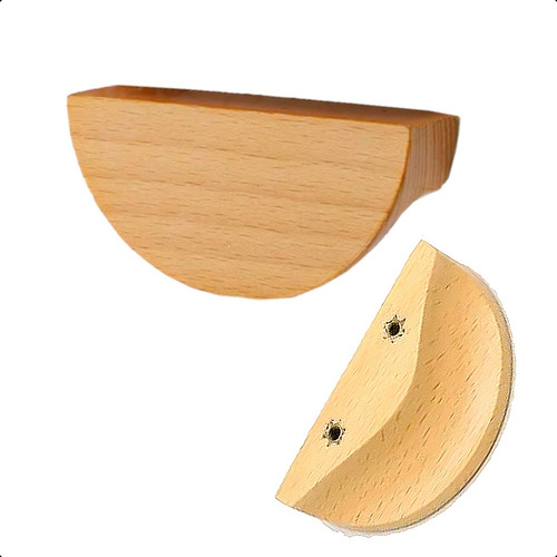2x Puxadores Meia Lua Zenlart 64mm Madeira Maciça Beech