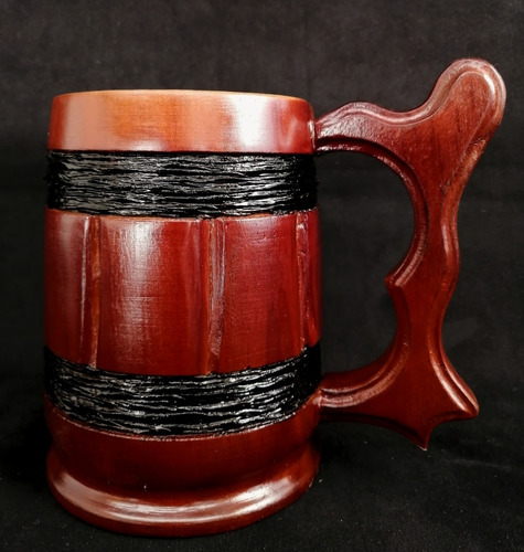 Jarro Estilo Vikingo Tallado En Madera 500 Ml. 