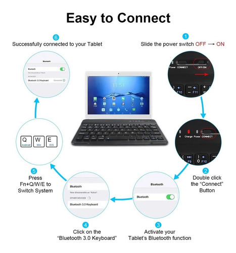 Kit Mini Teclado Mouse Bluetooth Usb Incluye Pad Y Soporte