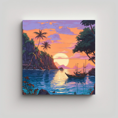 60x60cm Cuadro Decorativo Ghibli En Tailandia Al Atardecer