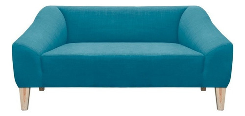 Love Seat Touche Color Azul Diseño De La Tela Liso