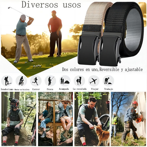 Cinturones Para Hombre Casual De 2pcs Bicolor Cinturón Golf Color Negro Diseño De La Tela Rayas Talla 125