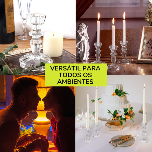 Castiçal Candelabro Cristal Translucido Transparente Vidro
