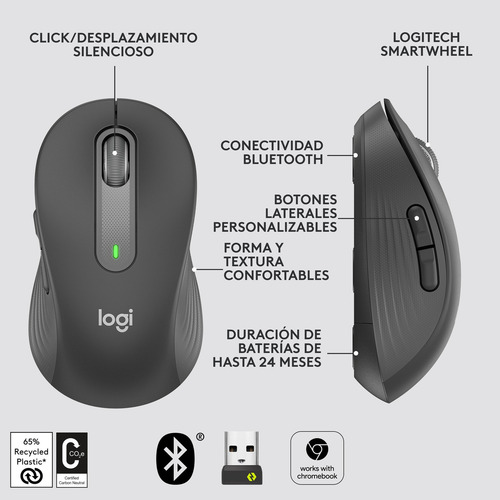 Mouse Inalambrico Logitech Signature M650 Large Grafito Colo