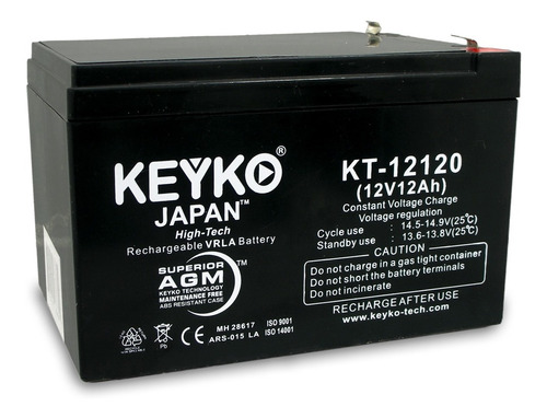 Bateria 12v 12ah Pila Alarma Cerco Electrico Tienda Keyko