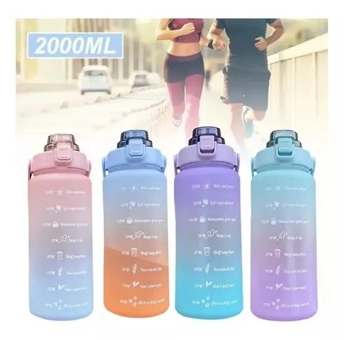 Termo Botella Agua 2 Litros Motivacional Gimnasio Pines Stiker