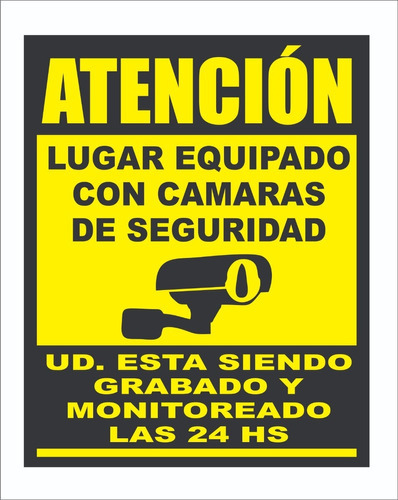 Cartel Cámara De Seguridad 20x25 (a4) En Pvc Espumado 2mm