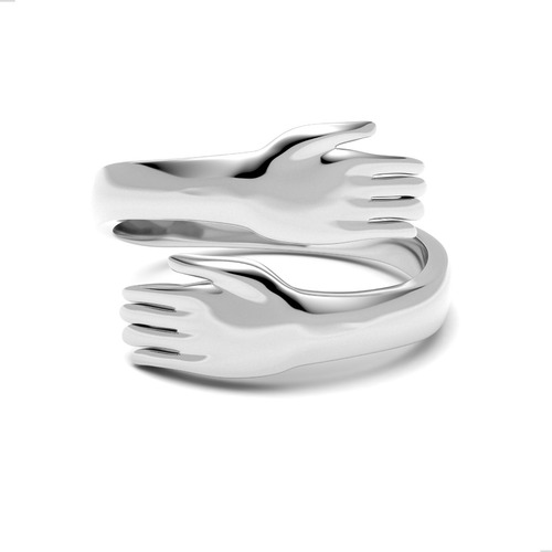 Imagen 2 de 10 de Anillo De Plata Ley 925 Abrazo Manitas Mujer Agalea