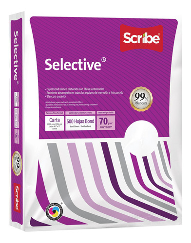 Papel Bond Scribe Selective Tamaño Carta Paquete 500 Hojas