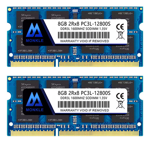 16g 2x8g Memoria Ram Monkle Ddr3l-1600mhz Pc3-12800s Sodimm Azul