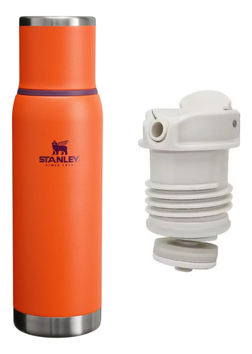 Termo Stanley 1 Litro Con Pico System Matero Cebador Mate 1l Naranja - Pico Blanco