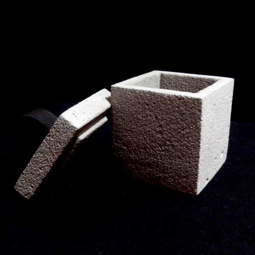 Imagen 4 de 6 de Caja Para Escritorio Cemento Y Cuerina Diseño Minimalista