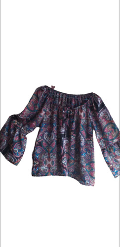 Blusa Estampada En Seda Natural .