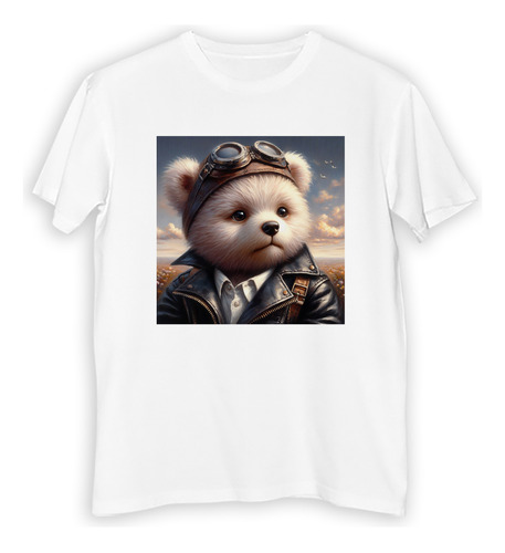 Remera Niño Oso Con Campera Cuero Simpatico Tierno M3