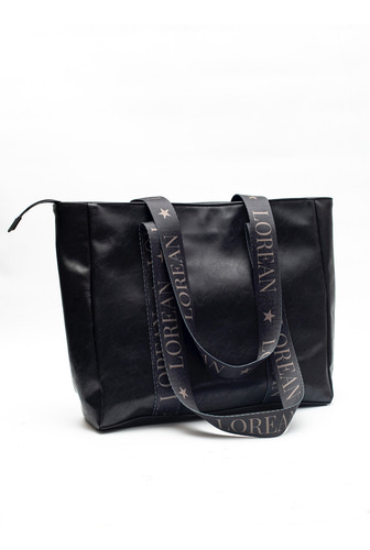 Bolso Universidad Y Trabajo Espaciosa Calidad Premium Negro Lisa Níquel Negro Con La Marca