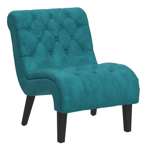 Silla Acento Confortable De Terciopelo Verde Agua Sin Brazos