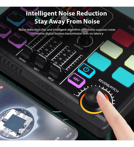 Consola De Sonido Gaming Mixer 48v Phantom Power Interface R