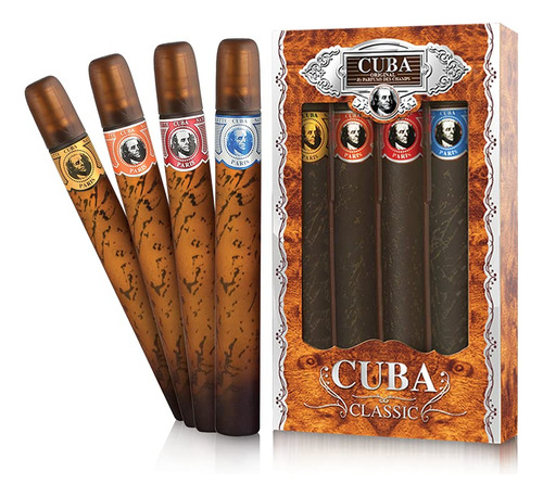 Set De Perfume Cuba Original Para Hombre, 4 X 35 Ml (dorado/