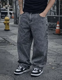 Calca Jeans Masculina Estonada Streetwear Baggy