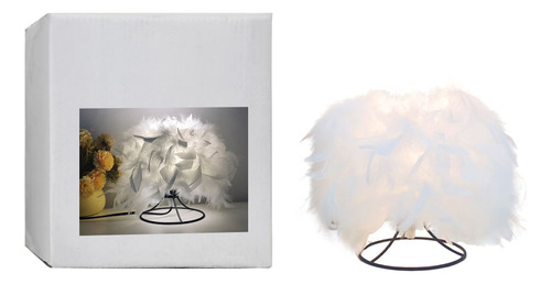 Lámpara De Escritorio Led Plumas Para Dormitorio Decoración Estructura Blanco Pantalla Blanco