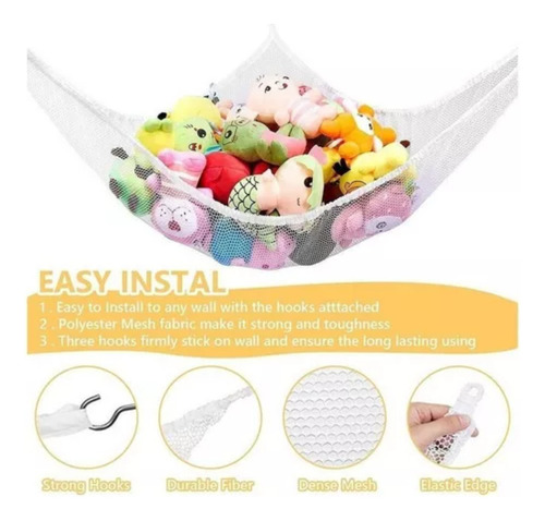 Q 2 Bolsillos De Malla Para Juguetes De Peluche 1,5 M