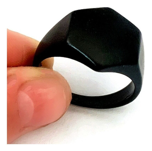 Anillo Para Hombre Y Mujer Negro Clásico Cuadrado Industrial