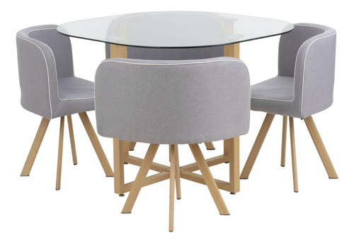 Juego De Comedor Graph Mesa De Vidrio Y 4 Sillas