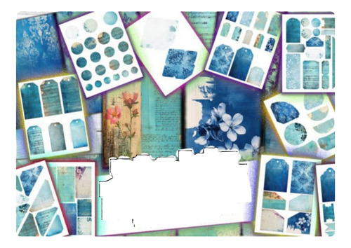 Kit Digital Cuaderno Diario Junk Journal Azul 117164774