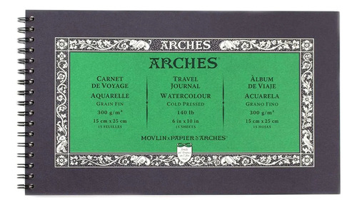Arches Carnet Voyage 300g Txt.fina 15x25cm 15fls