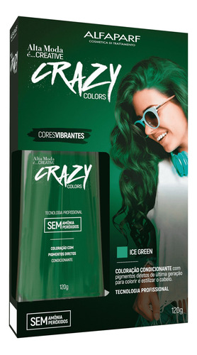 Kit Tintura Alfaparf  Alta moda é creative Crazy colors tom ice green para cabelo