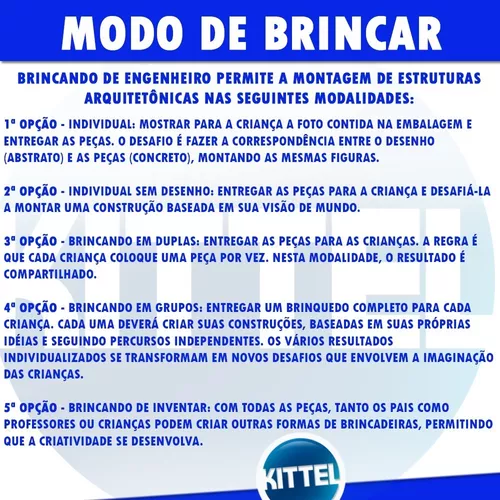 Blocos De Montar Brincando De Engenheiro 42 Peças - Carvalho Vendas