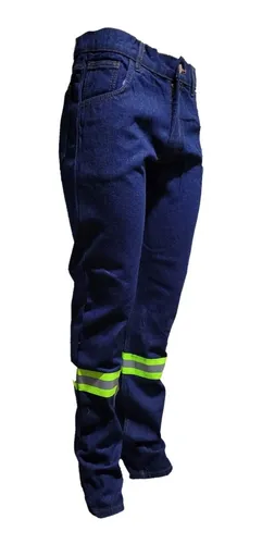 Pantalon De Trabajo Mezclilla 14oz C/reflejante Verde Hm