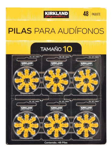 Pilas Tamaño 10 Para Aparatos Auditivos 48 Pzas Amarillo Ks