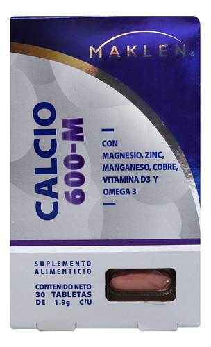 Calcio 600-m C/30 Tabs De 1.9g C/u Maklen Suplemento Sabor Sin Sabor