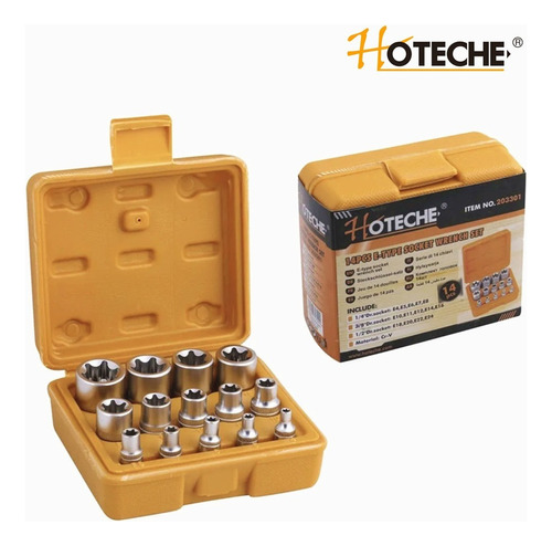 Caja De Dados Torx Hembra 14 Piezas Hoteche 