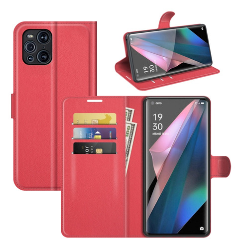 For Oppo Find X3 Pro Litchi Texture Flip Protective Tpu Case