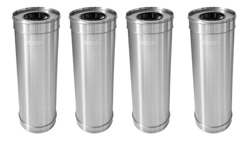 Kit 4 Botes Para Basura Clp Acero Inoxidable 25 Ø X 75 Cm Color Plateado