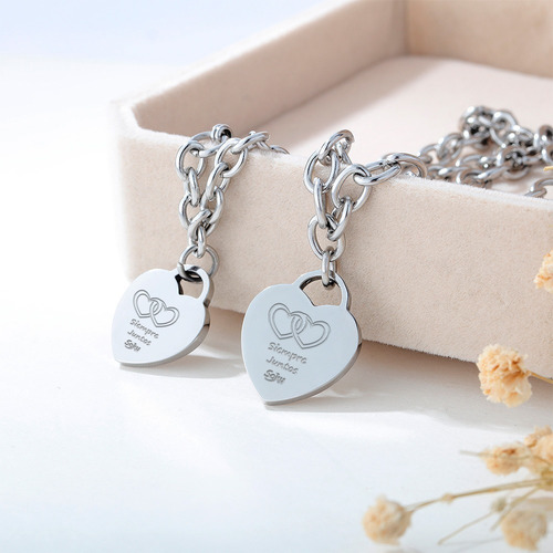 Pulseras Duo Personalizadas Grabado Parejas Acero Titanio