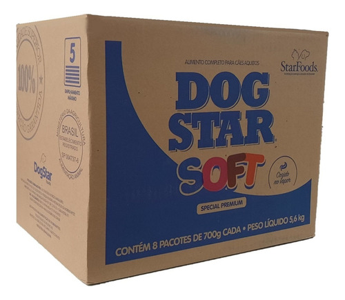 Ração Macia Para Cães Velhinhos Dogstar Soft 700g 8 Unid