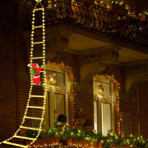 Luces Led De Decoración Navideña Con Escalera De Papá Noel